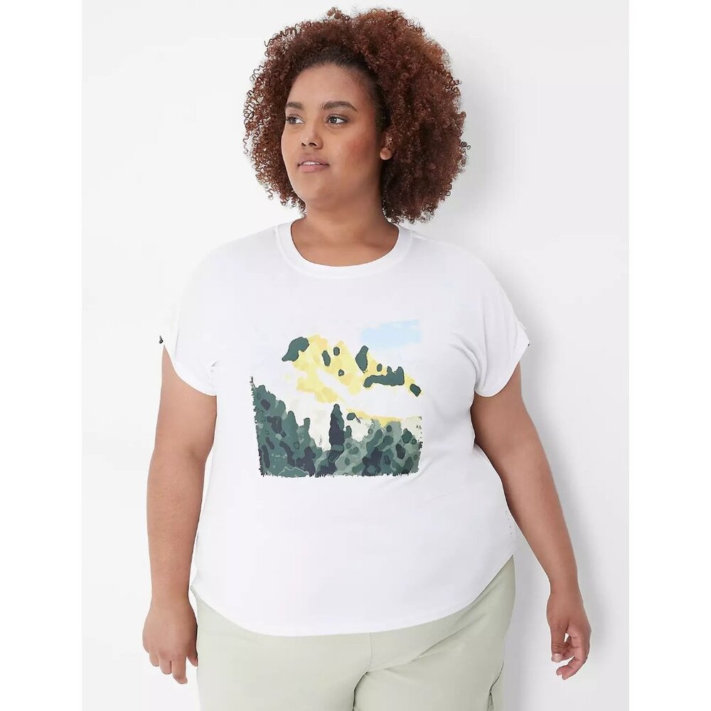 LIVI Lane Bryant Womens Plus Size 22/24 Soft Bungee-Sleeve Recycled Tee 1813